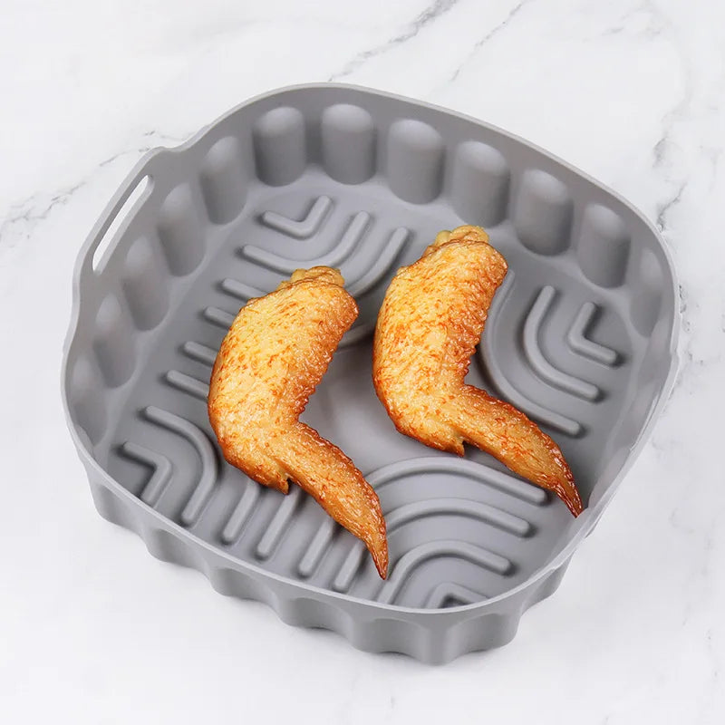 Air Fryer Silicone Basket Tray 20/23cm Round Square 4/5/6/8 Liters XXL Shape Airfryer Case Protector Pan Mold Oven Baking Liners