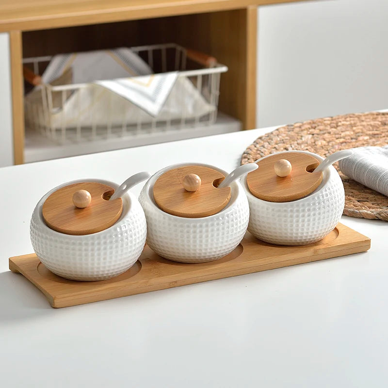 European White Porcelain Seasoning Jar with Lid Household Kitchen Utensils Pepper Bottle Grain Storage Tank Pepper Spice Box Jar