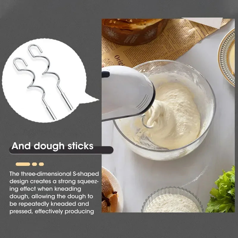 Handheld Electric Egg Beater, Household Automatic Mixer, Handheld Food Cake Bread Baking Dough Mixer, 7-speed Cream Blender
