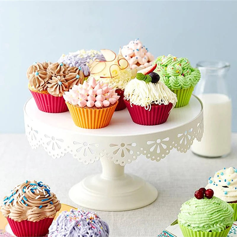 12Pcs Round Silicone Cake Mold, Reusable Air Fryer Muffin Pudding Cupcake Baking Molds, High-Temperature Resistant HPMD007