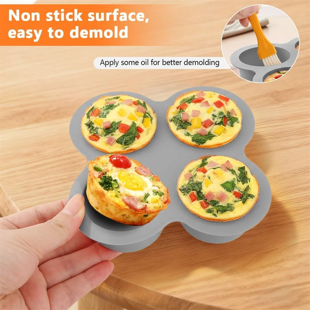 Air Fryer Egg Mold, 4 Cups Silicone Air Fryer Baking Pan Non-Stick for Egg Bites, Cupcake, Muffin, Tart, Frittata,Quiche