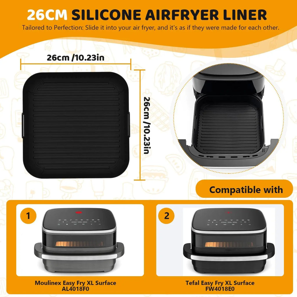 26cm Air Fryer Silicone Mold for Moulinex Easy Fry XL Surface Reusable AirFryer Silicone Tray Container Accessorie Easy To Clean
