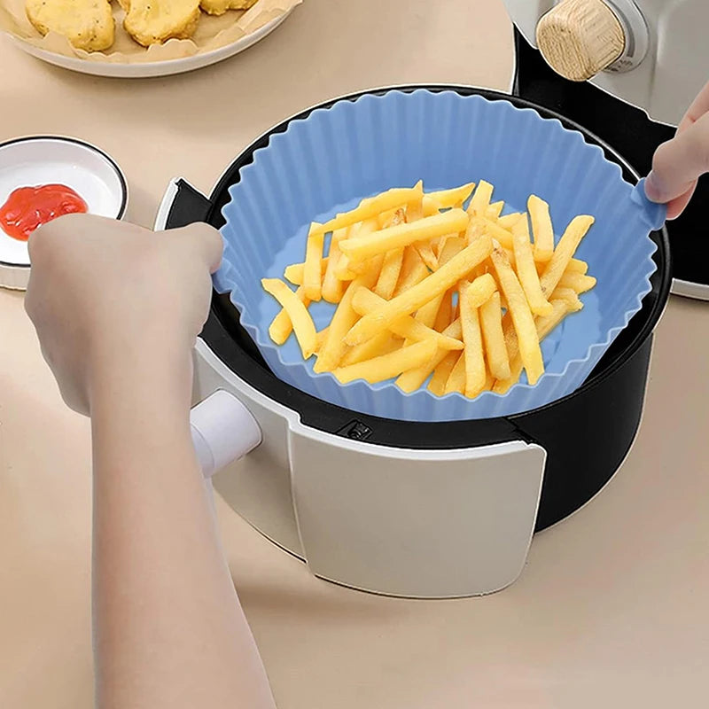 Airfryer Silicone Basket Reusable Oven Baking Tray Silicone Mold For Air Fryer Pizza Fried Chicken Basket Air Fryer Accessories