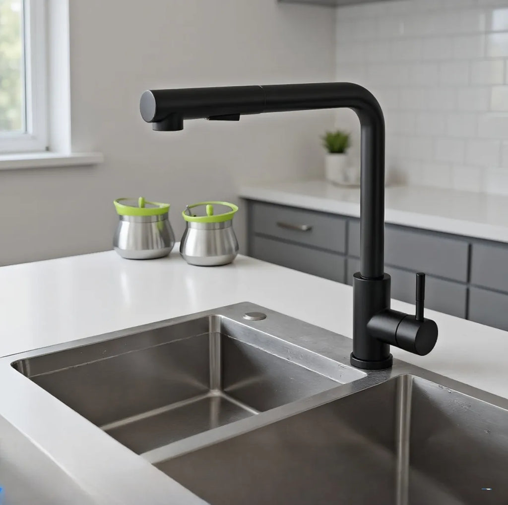 Black Pull Out Kitchen Sink Faucet Flexible 2 Modes Stream & Sprayer Nozzle Faucets Stainless Steel Hot Cold Wate Mixer Tap Deck
