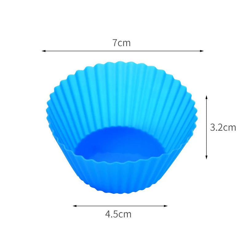 12Pcs Round Silicone Cake Mold, Reusable Air Fryer Muffin Pudding Cupcake Baking Molds, High-Temperature Resistant HPMD007