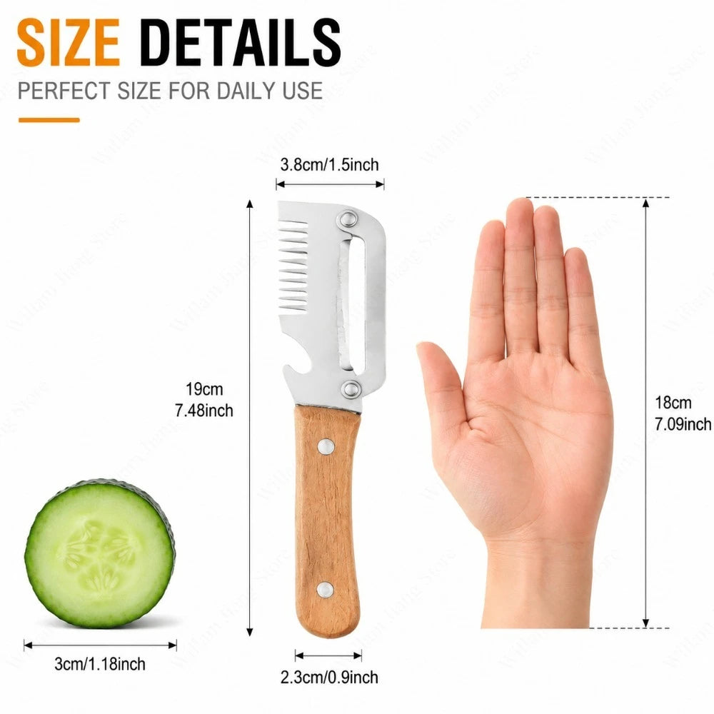 Fruit Vegetable Peeler Stainless Steel Paring Knife with Ergonomic Wood Handle Practical Kitchen Gadget for Daily Cooking Use