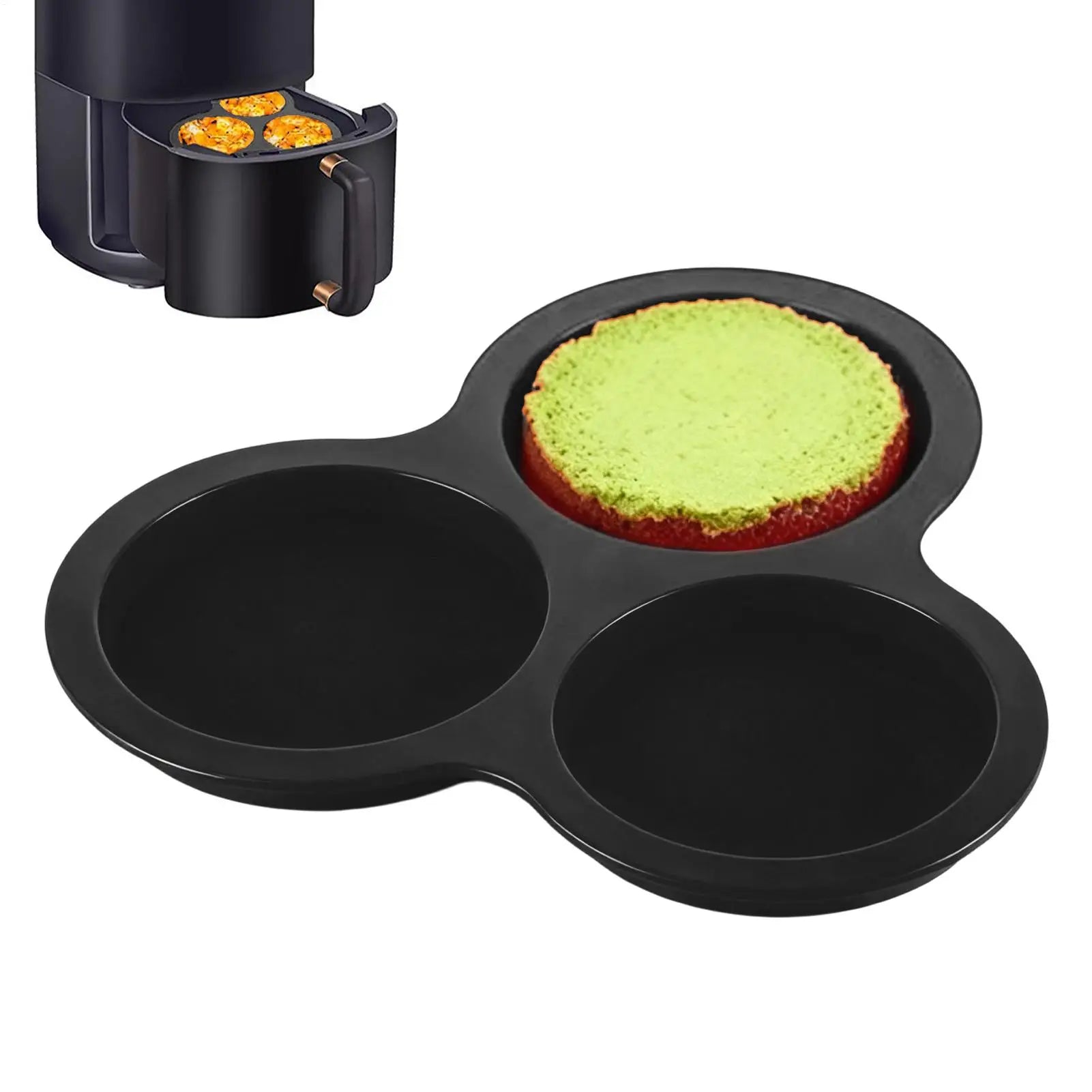 Silicone Egg Cups for Air Fryer 3-Cavity Egg Mould Silicone Air Fryer Cups for Small Cakes Puddings Hamburgers Breakfast