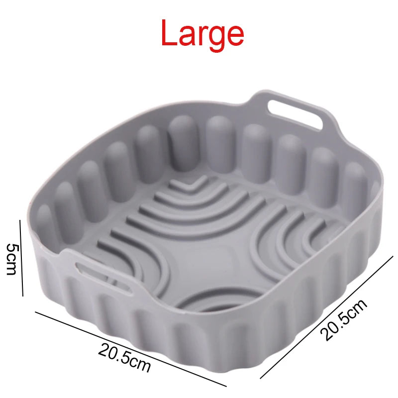 Air Fryer Silicone Basket Tray 20/23cm Round Square 4/5/6/8 Liters XXL Shape Airfryer Case Protector Pan Mold Oven Baking Liners