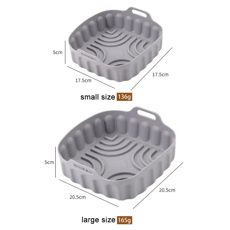 Air Fryer Silicone Basket Tray 20/23cm Round Square 4/5/6/8 Liters XXL Shape Airfryer Case Protector Pan Mold Oven Baking Liners