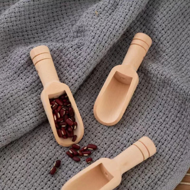 2Pc Mini Wooden Spoons Kitchen Spice Condiment Spoon Coffee Honey Sugar Tea Salt Scoop Crafts Kitchen Accessories