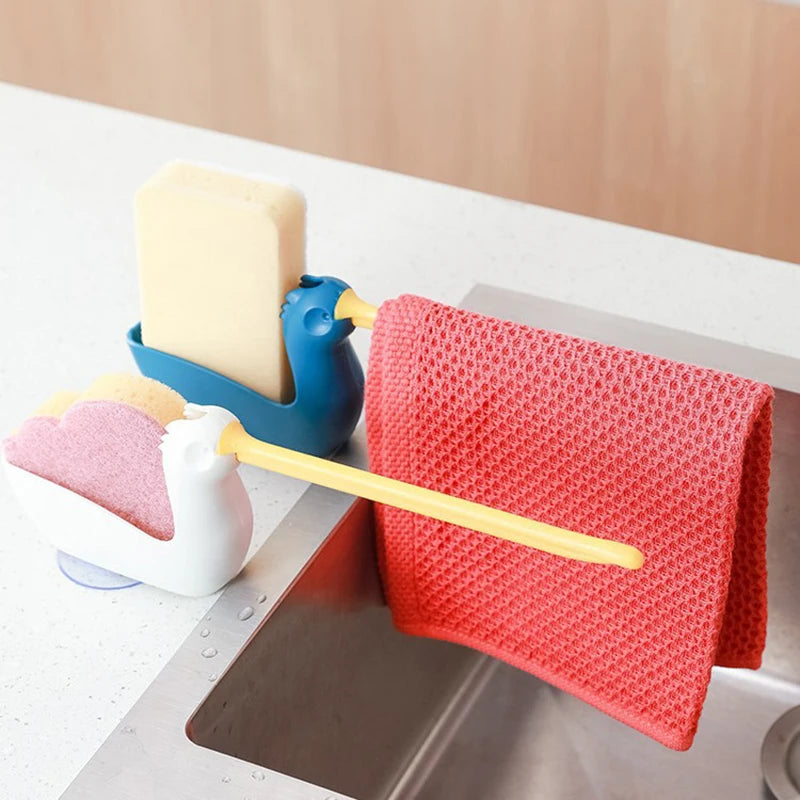 Kitchen Dishcloth Rack Sink Drainer And Storage Rack Suitable For Kitchens And Bathrooms. It Can Store Sponges And Dishcloths